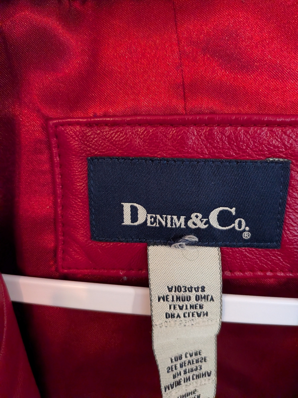 Denim&Co Red Genuine Leather Blazer Jacket Women's XLG Retro Statement - Picture 9 of 11
